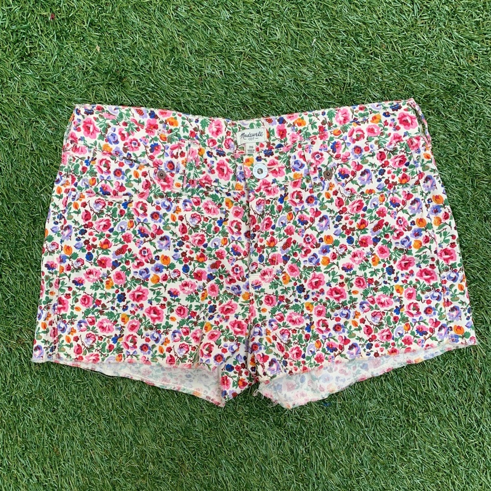 Madewell Floral Print Cut Off Shorts